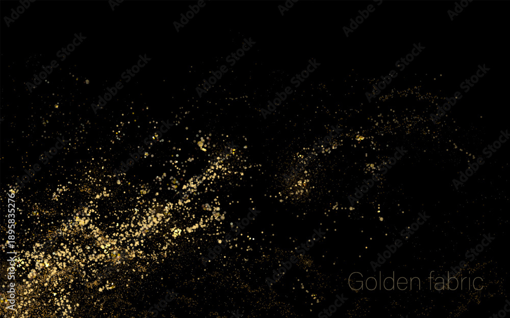 Naklejka premium Illustration of isolated golden wave pattern on black background.