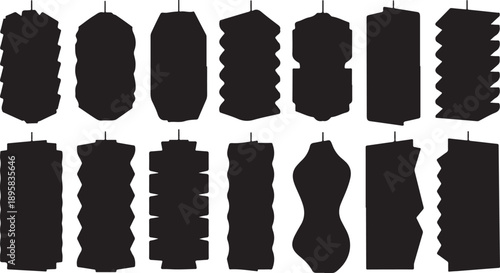 Collection of various black silhouettes on white background