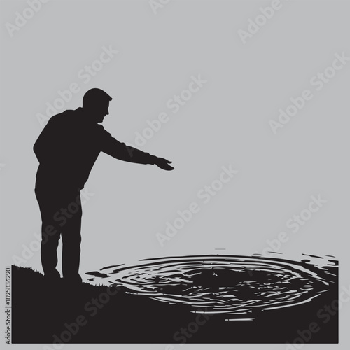  man scattering ashes silhouette vector design art and illustration