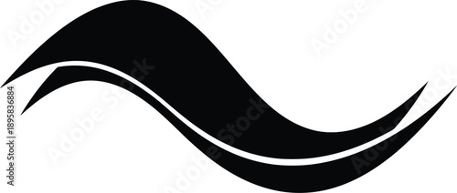 Abstract flowing waves set of black dynamic curves on transparent background vector illustration for modern design element