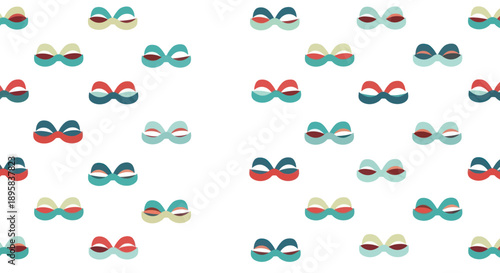 Cute abstract eye shapes scattered in a repeating pattern on a white background