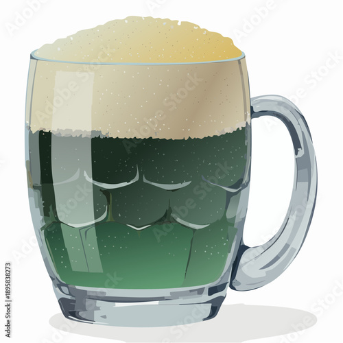 Classic dimpled glass beer mug with handle isolated on a white background.