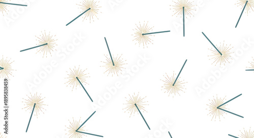 Scattered dandelions or sparklers on a white background, abstract vector art.