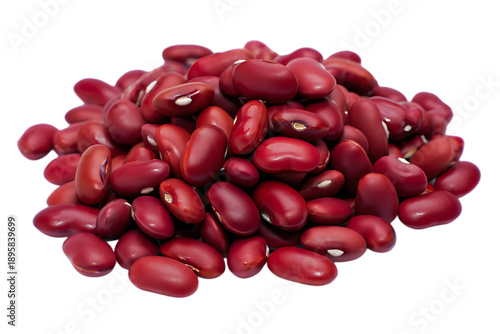 A pile of dry, red kidney beans, isolated as a transparent PNG.