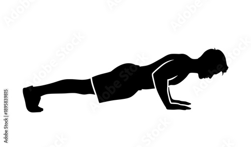 Push-Up Exercise Silhouette Icon – Black Filled Vector