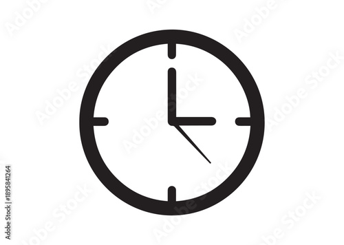 Clock Icon, Editable Solid Vector Illustration