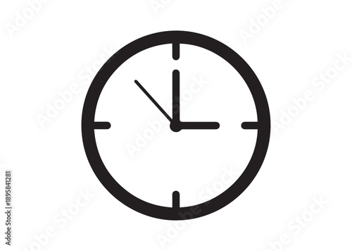 Clock Icon, Editable Solid Vector Illustration