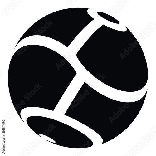 Abstract black and white sphere with curved lines representing modern minimalist design concept artistry
