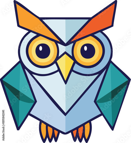Origami owl icon, geometric folds, monoline, flat vector style