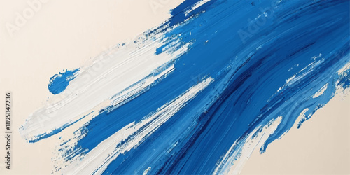 Abstract watercolor background of blue paint brush strokes forming a liquid ocean wave texture with white splashes and clear ripple patterns