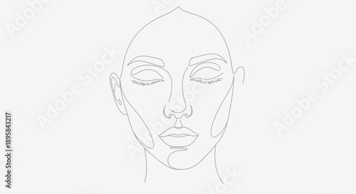 Minimalist line art drawing of a womans face with closed eyes.