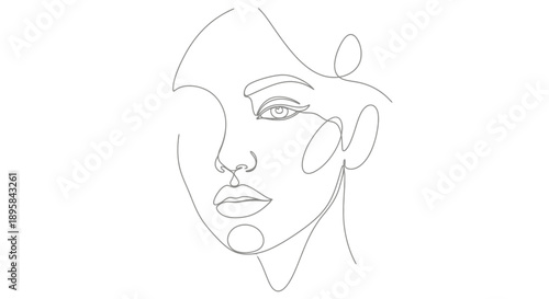 Minimalist Line Art Drawing of a Womans Face.