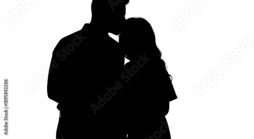 Silhouette of couple embracing