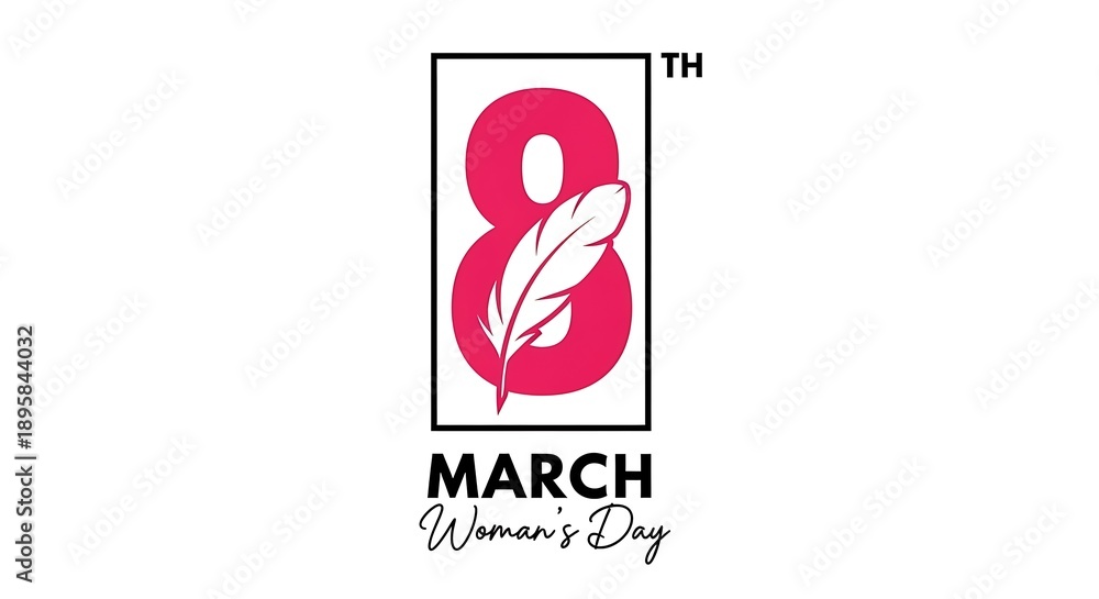 Fototapeta premium International womens day logo with 8th march date