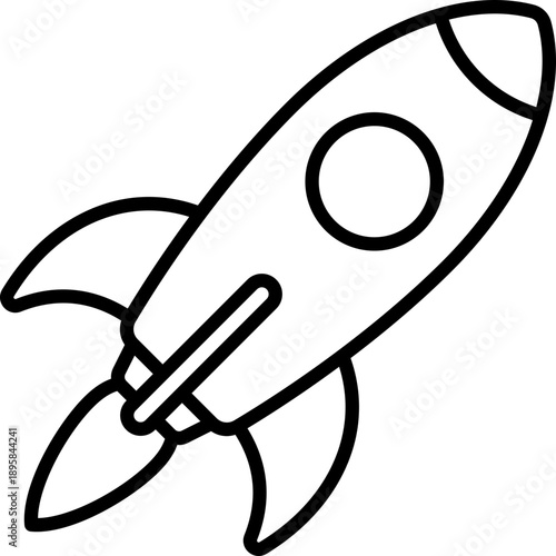 Black rocket icon - outline