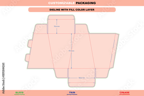 Custom dimensions tuck end box variations positive and negative dieline, folding carton template, printable packaging layout, and professional box dieline for retail use