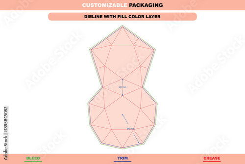 Folding star box dieline, collapsible star packaging box template, printable folding carton layout, and professional box dieline for gift packaging