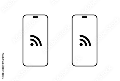 RSS feed on smartphone screen icon. Internet syndication in smart mobile phone display symbol