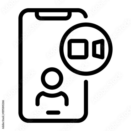 Mobile video call line icon
