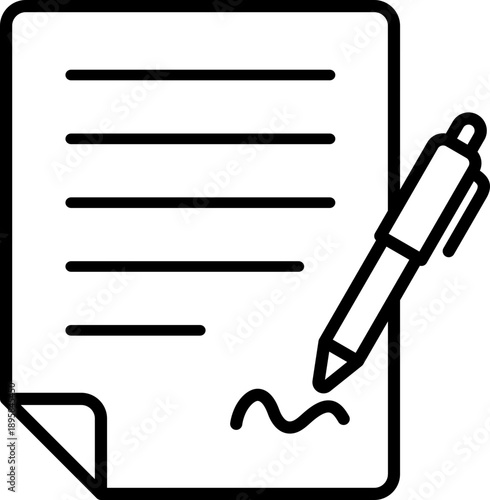 Black contract icon - outline