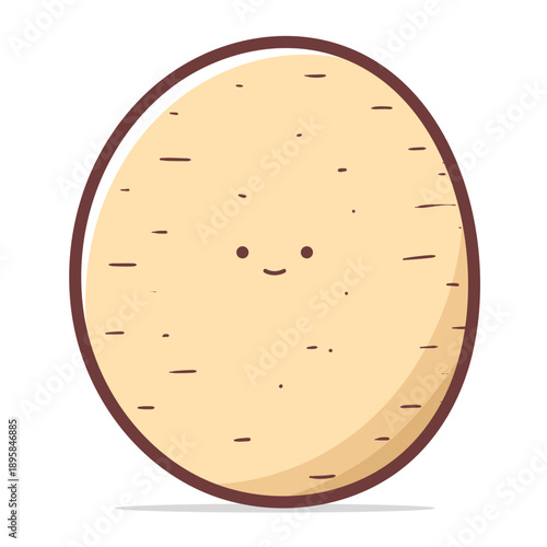 Cute Kawaii Potato Vector Pastel Colored Flat Style Vegetable Illustration, Hand Drawn Cartoon Potato Icon for Healthy Food, Kids Design, Farming, Cooking Ingredient, and Cute Nature Theme