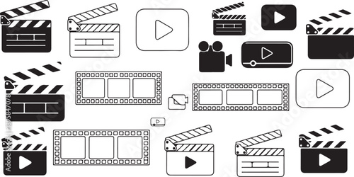 Collection of film and video production icons and symbols