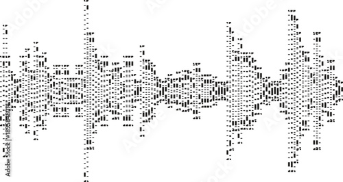 Sound Waveform Silhouette Abstract Audio Signal Visualization on White Background