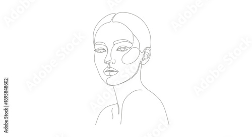 Minimalist line art portrait of a womans face.