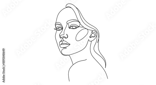 Minimalist Line Art Portrait of a Womans Face.