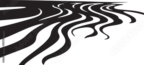 Abstract black and white wavy lines design element pattern