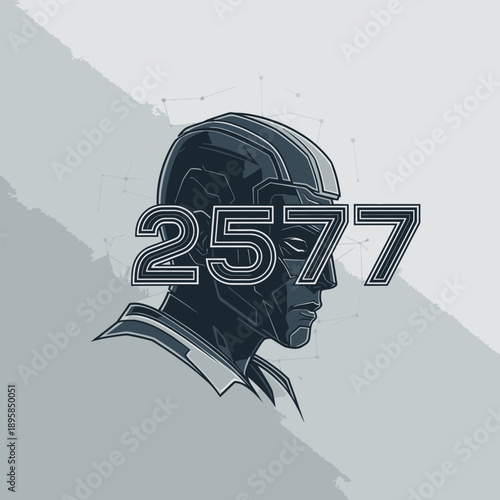 out line 2577 Kongzili Futuristic Tribal Mask Character Illustration