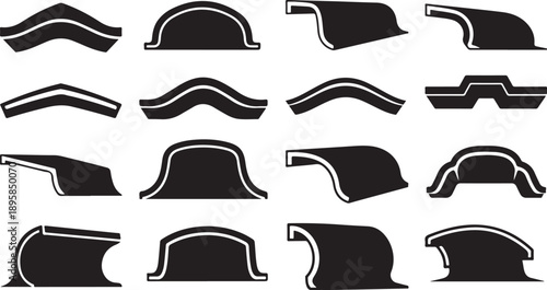 Collection of various black and white abstract shapes designs