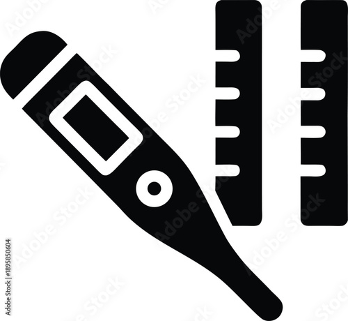 thermometer oral digital silhouette vector illustration on transparent background