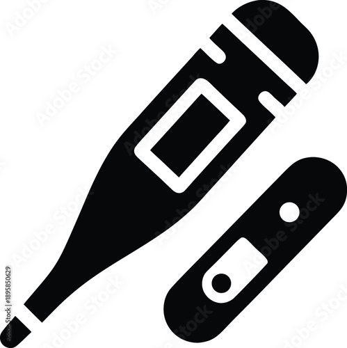 thermometer oral digital silhouette vector illustration on transparent background