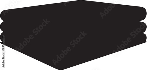 Stack of black folded fabric or clothing items isolated