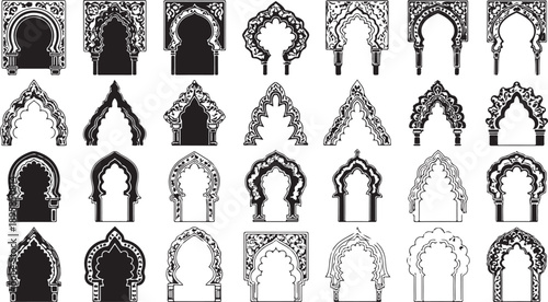 Collection of various ornate arches and doorways in different styles