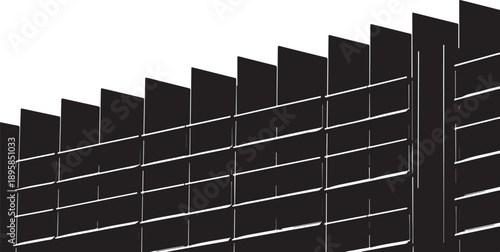 Black Fence with White Background Illustration Closeup View