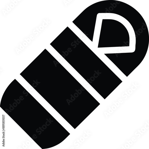 sleeping bag rolled up silhouette vector illustration on transparent background