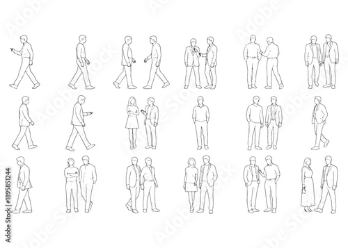 CAD People Vector – Minimal Human Figure Silhouettes for Architecture Plans and Technical Drawings