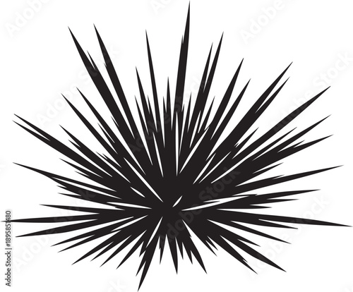 Black spiky explosion on white background graphic design element