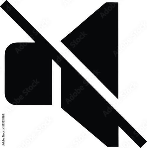 mute speaker with slash silhouette vector illustration on transparent background