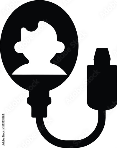 nebulizer mask child silhouette vector illustration on transparent background