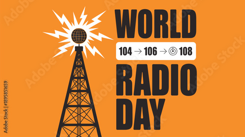 World Radio Day Logo with Radio Tower