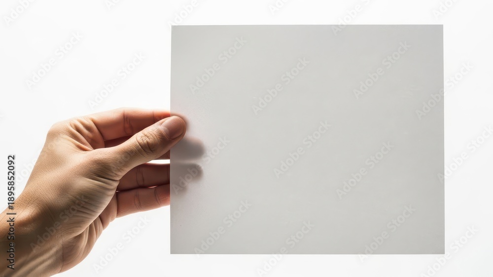 Fototapeta premium Hand holding transparent sheet isolated on white background
