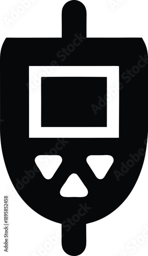 glucose meter with test strip silhouette vector illustration on transparent background