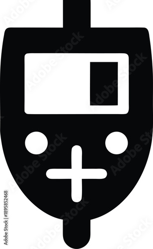 glucose meter with test strip silhouette vector illustration on transparent background