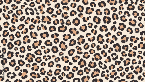 Exotic leopard skin pattern shows a detailed and realistic texture of animal fur with dark spots on a light background.