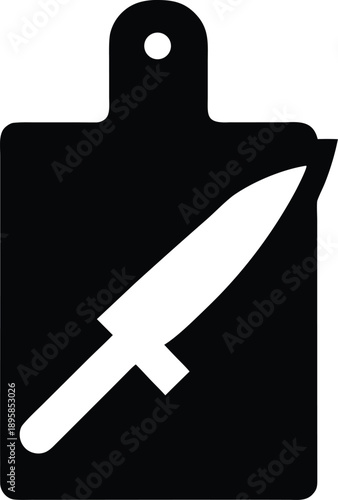 cutting board with knife silhouette vector illustration on transparent background