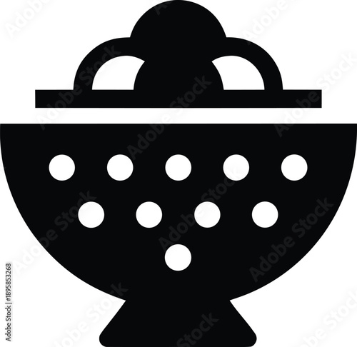 colander with holes silhouette vector illustration on transparent background
