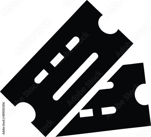 boarding pass ticket stub silhouette vector illustration on transparent background